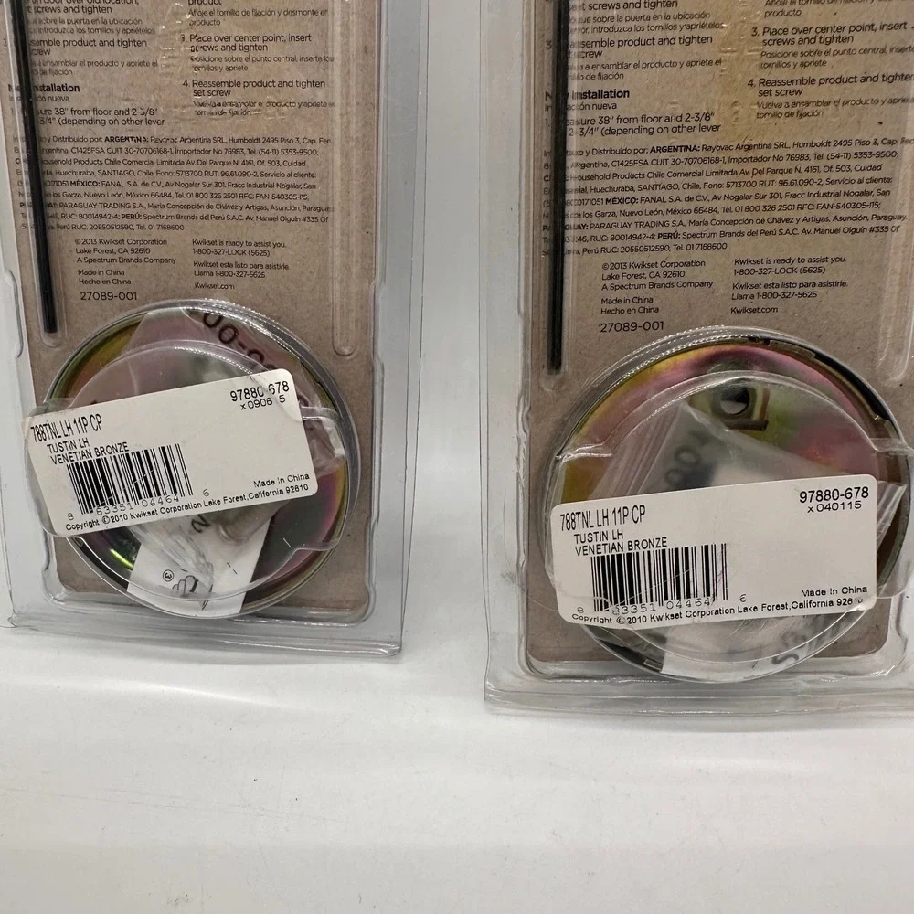 Kwikset Venetian Bronze Tustin Dummy‎ Lever Set 2 Pack Inactive Door Hardware